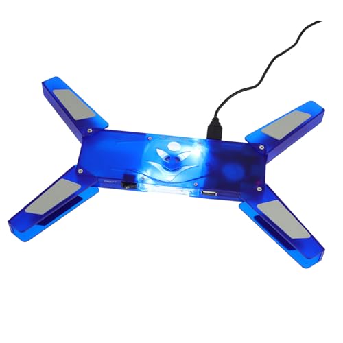FUNNETOYU Base Refrigeradora Portátil para Laptop con Ventilador LED Plegable Soporte Ergonómico con Hub USB de Enfriamiento y Diseño Estilizado Azul para Prolongar Útil