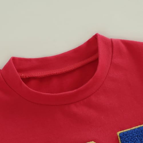 4TH of July Mommy and Me Matching Shirt Outfit Short Sleeve USA Embroidery Patriotic Independence Day T-Shirt Top4