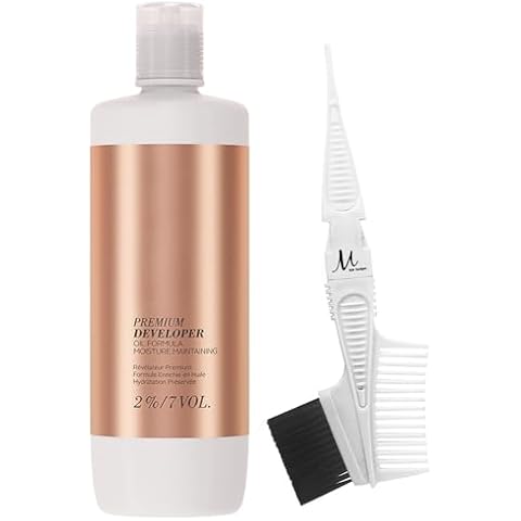BlondMe Developer 7 Volume 33.8 Oz and M Hair Designs Tint Brush Comb (Bundle), 2.11 Pound (Pack of 1), White Cover