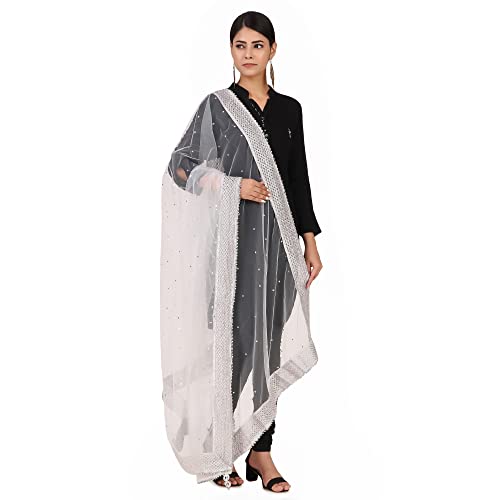 Image of Traditions Bazaar Women's Net Zari Border Dupatta