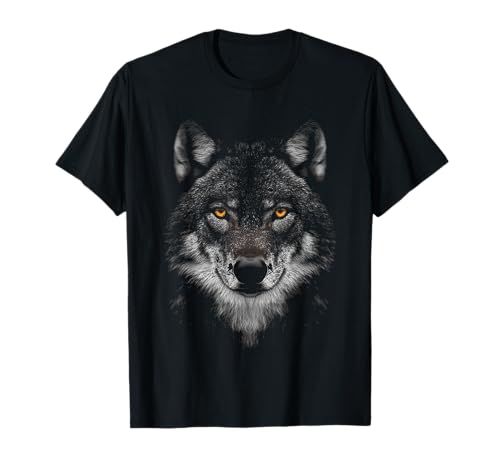 @n!mal Wolf Tier Motiv Kunstwerk Wolf T-Shirt, Unisex, Schwarz, S