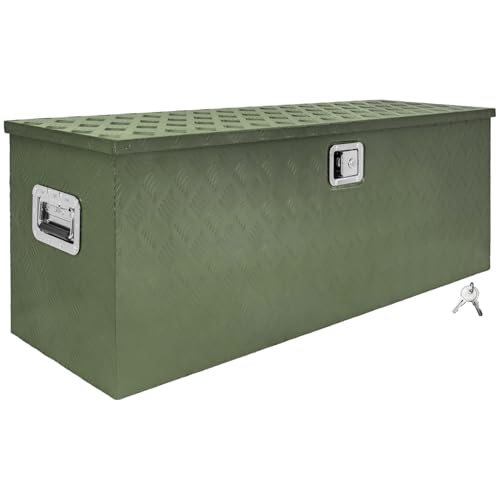 Trucky Deichselbox Grün Werkzeugkasten Truckbox Anhänger Kiste Abschließbar Alubox Transportbox Werkzeugbox Aluminium Aufbewahrungsbox, Ausführung:Modell 12 (128 x 39 x 46 cm / D210)