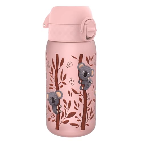 ION8 Butelka dla Dzieci, 350 ml/12 oz, Szczelna, Łatwa do Otwarcia, Bezpieczny Zamek, Można Myć w Zmywarce, Bez BPA, Uchwyt do Przenoszenia, Łatwa do Czyszczenia, Bezwonny, Koale