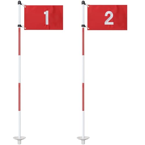 Golf Flagstick for Yard, Golf Flag for Putting Green, Portable 5-Section Design Golf Pin Flag for Backyard Practice