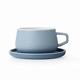 Teetasse oder Kaffee-Tasse mit Untertasse, aus Porzellan, mit Henkel, 0.3 Liter, Hazy Blau
