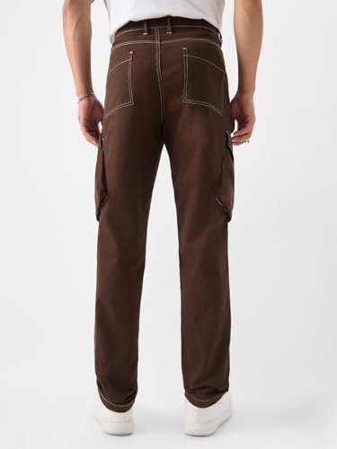 Image of The Souled Store Solids: Teak Mens and Boys Regular Fit Cotton Brown Color Men Cargo Shorts