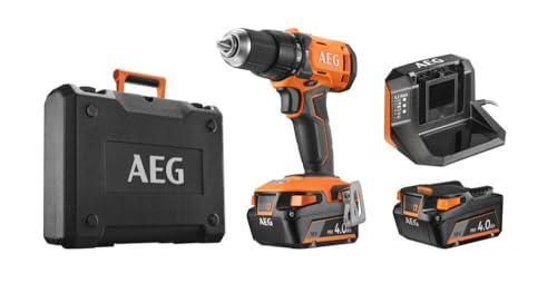 AEG - Perceuse visseuse percussion 18V 60 Nm, mandrin 13 mm, 2 vitesses, livrée avec 2 batteries 4 Ah, chargeur, coffret - BSB18G4-402C