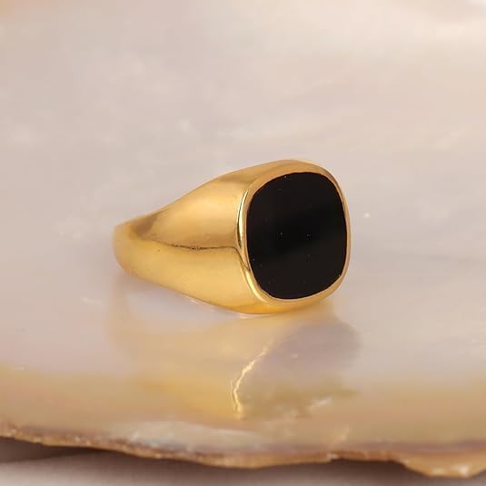 Natural Black Onyx Men's Ring 14k Gold Plated Men's Wedding Anniversary Engagement Ring Gemstone Gold Signet Ring Jewelry Gift for Him Sterling Silver Handmade Ring - Image 6