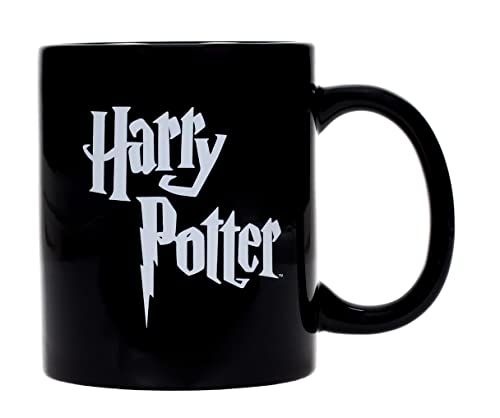 SD toys Logo Harry Potter Taza, Cerámica, Blanco/Negro, 8 cm