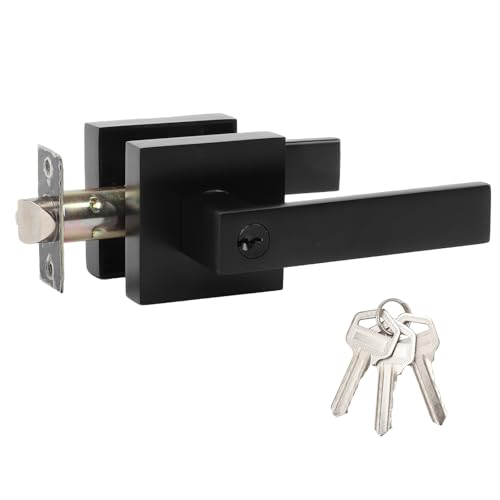 mumisutoドアロック ドアノブ鍵付き ドアハンドル 外からかける部屋 鍵 単気筒錠鍵 シリンダー錠後付け ドア鍵3本付き 取り付け簡単 室内浴室 玄関ロック錠 ブラック