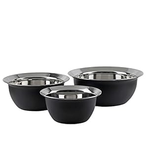 BLKP AZ-5035 Pearl Metal Ball, Limited, Black, 5.9 / 7.1 / 8.3 inches (15 / 18 / 21 cm), Stainless Steel Bowl, Set of 3, Black