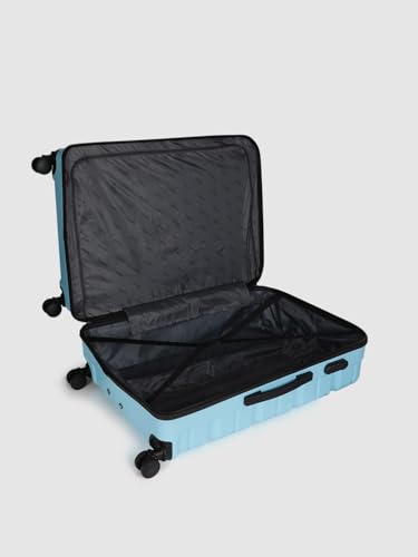 Image of Teakwood Unisex Trolley Bag for Travel, Hard Cabin Trolley Suitcase Bag, Numver Lock System 360 Degree 8 Rotating Wheels | Set of 3 (55, 65, 76 CM, Sky Blue)