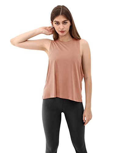 Ododos 3-Pack Loose Tank Tops For Women Sleeveless Casual Athletic Workout Yoga Shirts, Crepe Pink, Dark Blue, Dark Grey, X-Large #TOP4