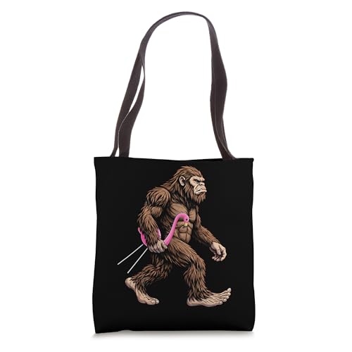 Bigfoot Carrying Lawn Flamingo Sasquatch Funny Summer Tote Bag