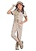 Fun Costumes Girls' Safari Zookeeper Costume - Khaki Jumpsuit with Leopard Print Accents - Beige, Large