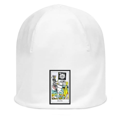 Bonnet blanc Death Tarot Card en coton extensible et mince, taille unique pour adulte