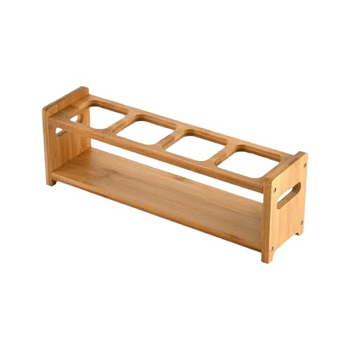 Soporte para botellas de de madera, soporte para botella de de mesa, soporte para botellas de condimento | Estante organizador de encimera de cocina, soporte para almacenamiento