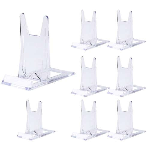 ShiningUU Acrylic Plate Stand 8Pcs Adjustable Book Display Stand for Photos, Cards & Phones | Multi-Use Clear Display Holder for Books, Art, Weddings (6x11.2x10.5cm)​