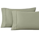 Superior 1200 Thread Count 100% Egyptian Cotton, Soft and Breathable, 2-Piece King Pillowcase Set Solid, Sage
