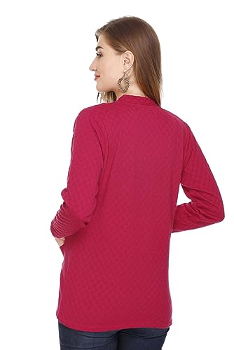 Image of Women's Woolen V-Neck Cardigan - Heavy Daffodil Fabric Winter Wear Acropoly Wool Cardigan for Women