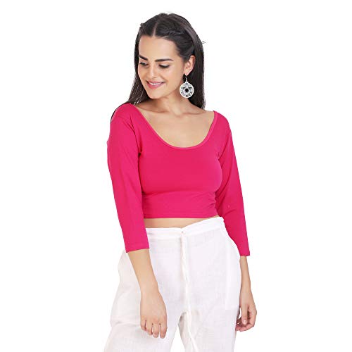 Image of Fressia Fabrics Women's Cotton Readymade Saree Blouse Stretchable Crop Top Choli Bustier Top