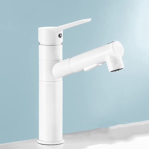 Mitigeur de lavabo blanc à bec amovible pour une salle de bain moderne