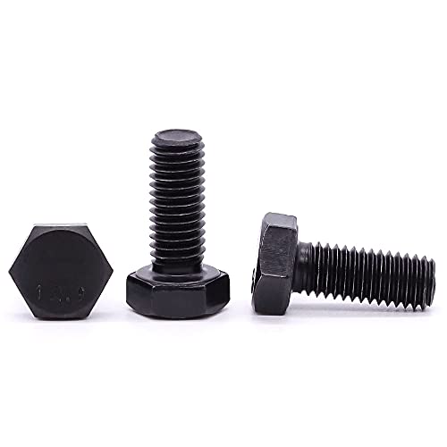 Image of M12-1.75 x 35mm Hex Bolts, High-Strength Metric Class 12.9 Steel Hex Head Screws for Valves Pumps Motors Automotive Suspension Systems, Black Oxide, Full Thread, 10-Pack
