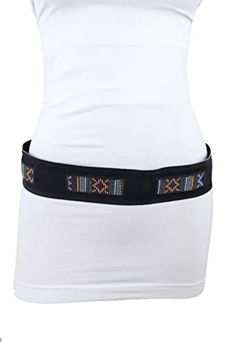 Women Ethnic Fashion Indian Style Tie Belt High Waist Hip Wrap Around Faux Leather S M L Black Color4