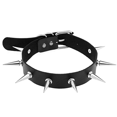 Soft Faux Leather Choker Collar with Spiked,Punk Rock Necklace and Bracelets Emo Jewelry Set for Women Men Cosplay2