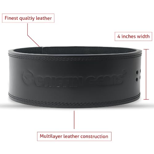 Image of Lever Belt | 10MM Full Grain Genuine Leather | Black, Black Buckle | Flip Lever Closure | Powerlifting Squats & Deadlifts | Medium (32-41 in)