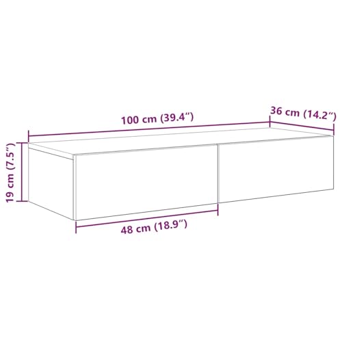 Étagère murale flottante en chêne Sonoma 100cm avec tiroirs de rangement pour salon - 4