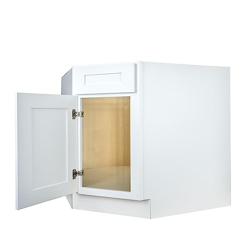 Hollywood Fabiani Design Corner Sink Base Kitchen Cabinet 36 in. W x 24 in. D x 34.5 in. H in Shaker White Ready to Assemble