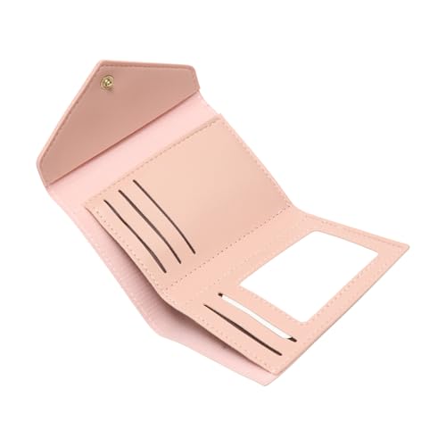 1Pcs Simple Wallet 3-Fold Solid Color Wallet PU Leather Baby Pink 11.3x9.6cm3