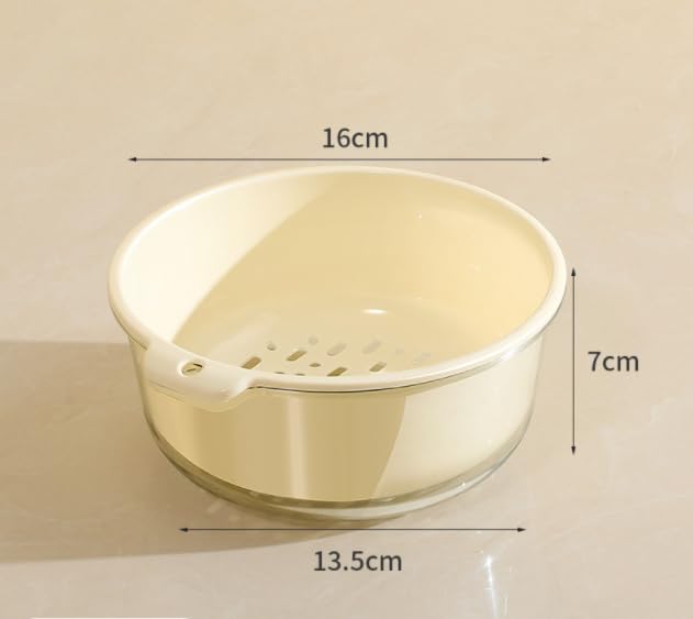 Colador plástico 2 en 1 con tazón ASEANAO crema mediano miniatura 2