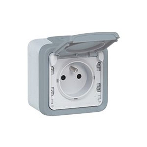 Legrand LEG69731 Prise 2p+t avec éclips de protection programme plexo complet saillie 16 A Gris