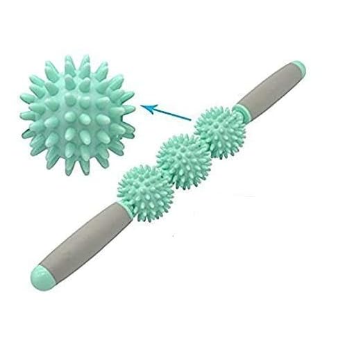 Masaje palo rodillo masajeador de picos de punto de presión eficaz en tratamiento de dolor muscular y los puntos de activación en frío los músculos - 3 bolas de masaje
