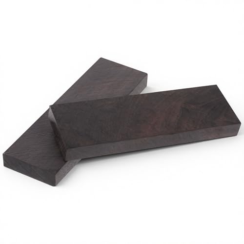 2pcs Black Ebony Wood Knife Handle Material, Ebony Lumber Wood Timber Handle Plate Durablelumber Exotic Woods Knife Scales Natural Lumber Blank For Music Instruments Diy Tools 4.7'' X 1.6'' X 0.4''