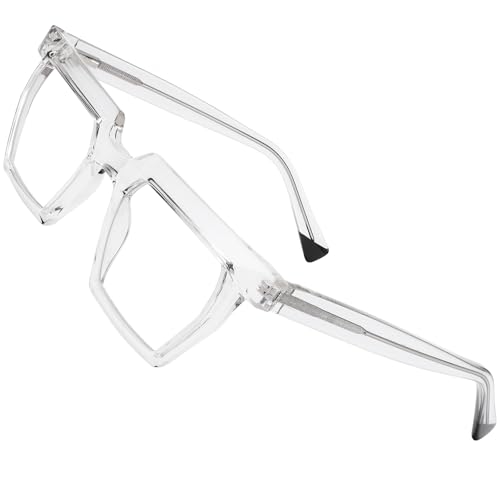 Image of Blue Light Blocking Glasses, TR90 Rectangle Computer Glasses With Anti Eyestrain & UV Glare Protection (Transparent)