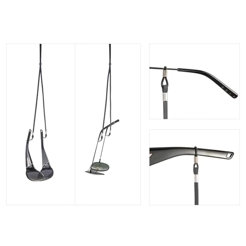 SHINKODA Eyeglass Straps for Men Readers Black Suede Fabric Safety Eyewear Retainer Reading Glasses Chain Cord Eye Glass Holders Around Neck Extra Long Lanyard/String for Glasses