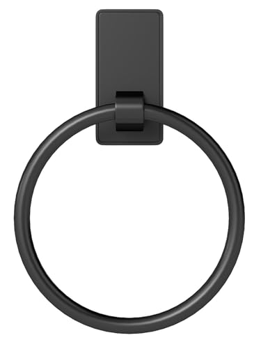 Image of Towel Ring, SUS304 Hand Towel Holder for Bathroom,Adhesive Towel Holder Bathroom Towel Hanger for Bathroom, Matte Black