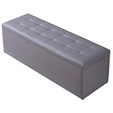 Multifunktionaler grauer Sitzhocker aus PU-Leder mit verstecktem Behälter, stilvolle Bettbank für Cafeteria und Einkaufszentrum, 100 cm, platzsparende Sitzlösung