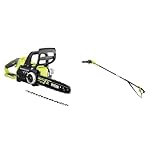 Ryobi OCS1830 18 V 30 cm Bar ONE+ Cordless Brushless Chain Saw & ONE+ 18V OPP1820 Cordless Pole Pruner, 20cm Bar (Body only)