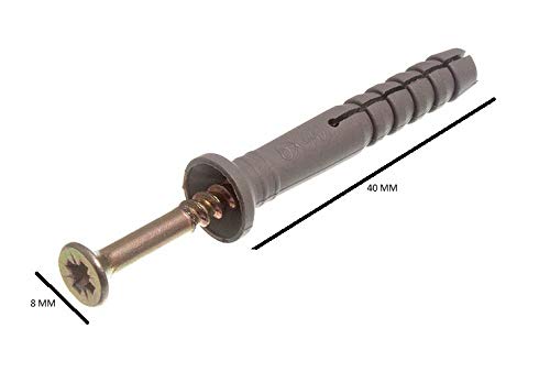 Chevilles et vis M40 mm avec fixations en nylon anti-rotation pour charges murales - 2