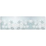 Silver Winter Abstract Snowflakes Christmas Trivet Table Runner 40 Inches Long Trivet for Hot Pots and Pans/Hot Dishes,Table Protector Heat Up to 230F, Decorative Hot Plates Mat for Kitchen Countertop