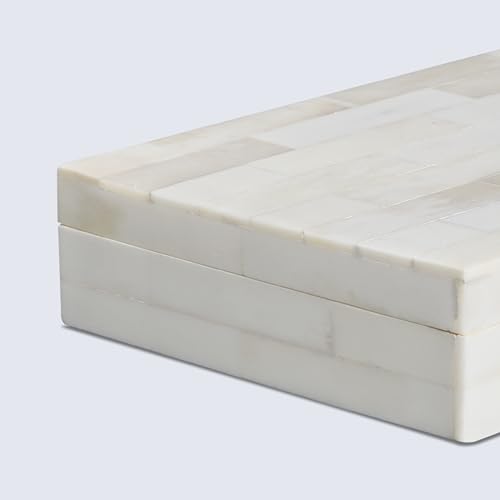 Image of Handicrafts Home Jewelry Gift Boxes - Decorative Organizer and Storage Box for Decor White Bone Inlay 6x8x1.5 inch