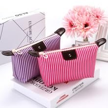 Borsa for il trucco, borse for cosmetici da donna, borsa da toilette impermeabile, multifunzione, borsa da viaggio portatile, organizer a righe, set da 3 beauty case(Rose red)