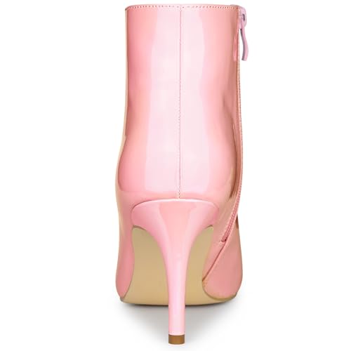 Allegra K Women's Pointed Toe Stiletto High Heel Baby Pink Ankle Boots 6 M US