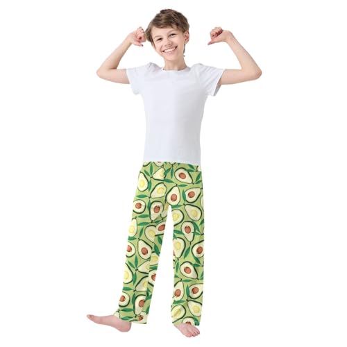 ZZXXB Tropical Avocado Boys Long Pants Soft Trousers Elastic Waist Kids Lounge Bottoms with Pockets S-XL2