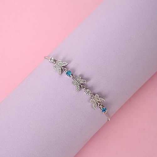 Clara 925 Pure Silver Blue Butterfly Hand Bracelet, Adjustable, Anti Tarnish, Swiss Zirconia Gift for Women and Girls - Image 3