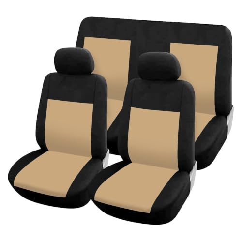 Housses de siège universelles voiture beige ensemble complet tissu respirant pour berline et SUV
